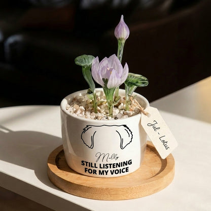 Personalized Dog Loss Gifts, "Still Listening" Planter, Pet Memorial, Custom Design & Birth Month Flower