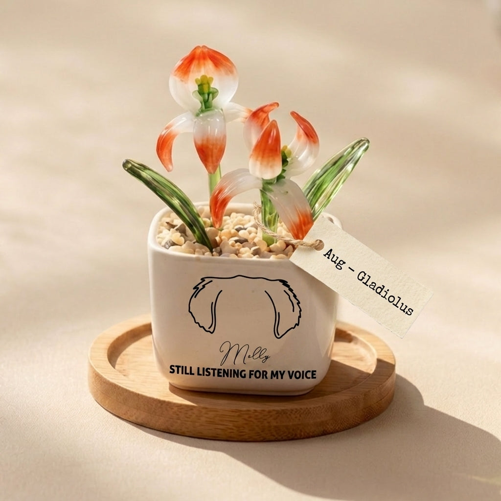 Personalized Dog Loss Gifts, "Still Listening" Planter, Pet Memorial, Custom Design & Birth Month Flower