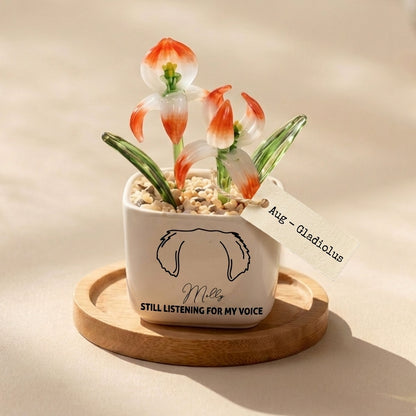 Personalized Dog Loss Gifts, "Still Listening" Planter, Pet Memorial, Custom Design & Birth Month Flower