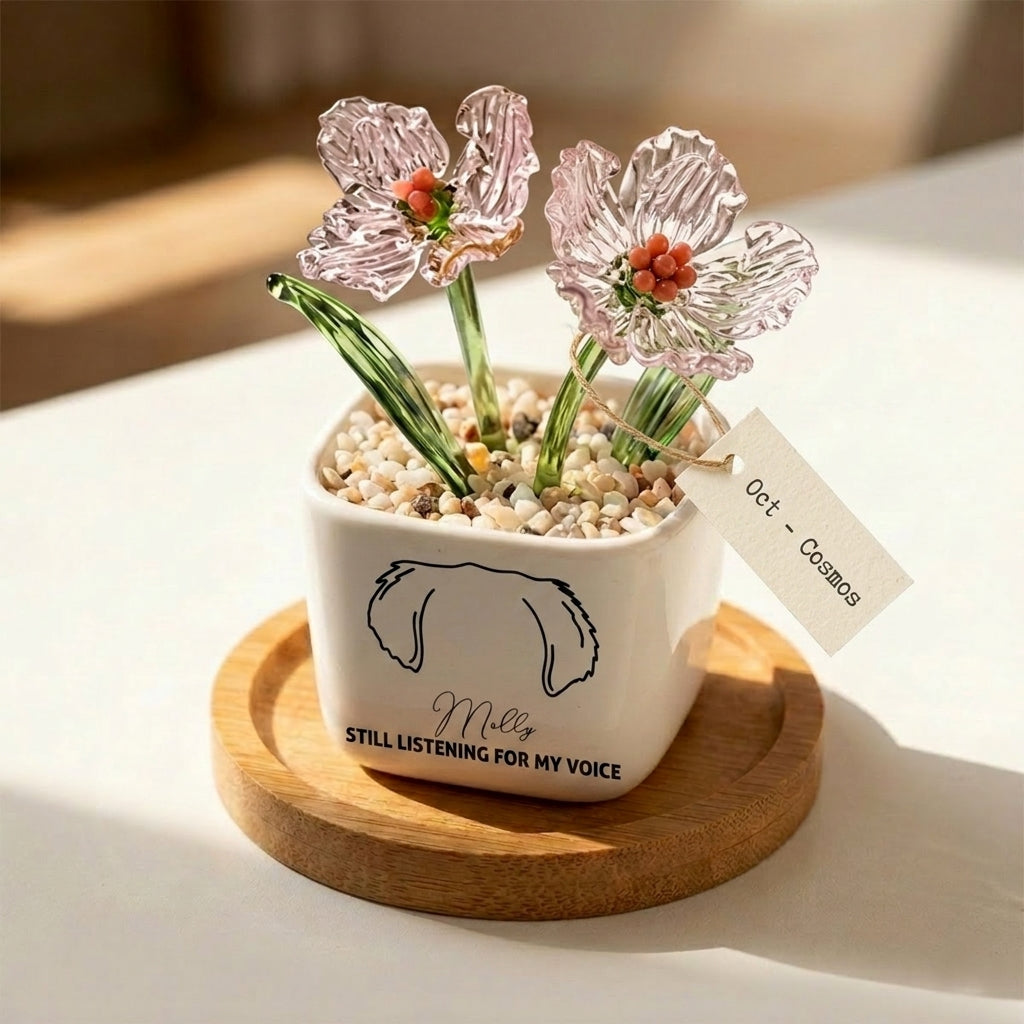 Personalized Dog Loss Gifts, "Still Listening" Planter, Pet Memorial, Custom Design & Birth Month Flower
