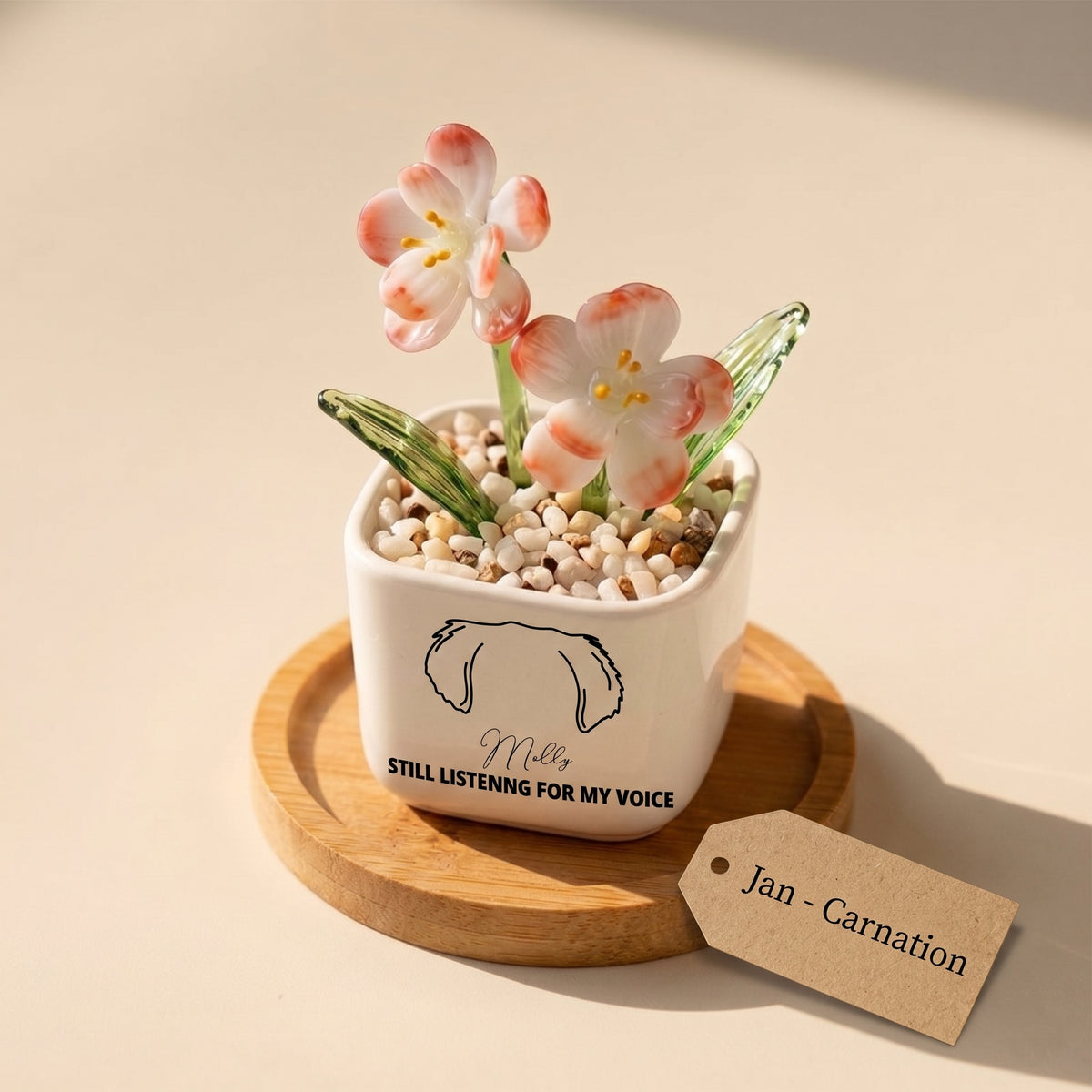 Personalized Dog Loss Gifts, "Still Listening" Planter, Pet Memorial, Custom Design & Birth Month Flower