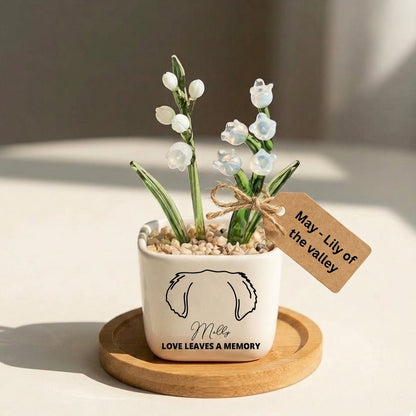 Personalized Dog Loss Gifts, "Love leaves a memory" Planter, Custom Design & Birth Month Flower
