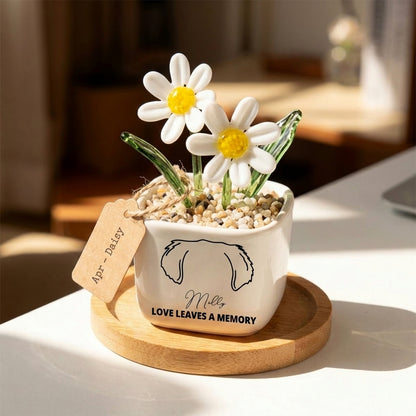Personalized Dog Loss Gifts, "Love leaves a memory" Planter, Custom Design & Birth Month Flower