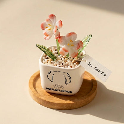 Personalized Dog Loss Gifts, "Love leaves a memory" Planter, Custom Design & Birth Month Flower