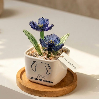 Personalized Dog Loss Gifts, "Love leaves a memory" Planter, Custom Design & Birth Month Flower