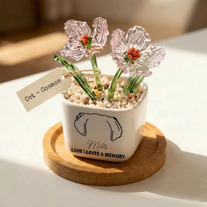 Personalized Dog Loss Gifts, "Love leaves a memory" Planter, Custom Design & Birth Month Flower
