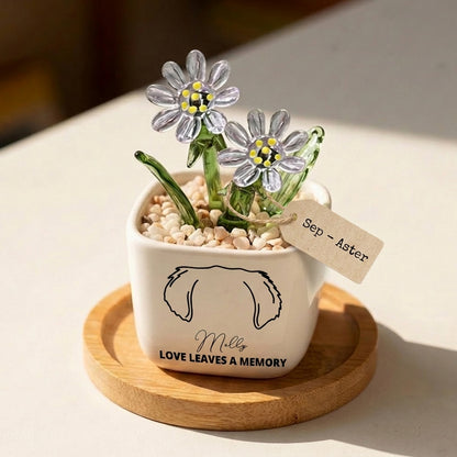 Personalized Dog Loss Gifts, "Love leaves a memory" Planter, Custom Design & Birth Month Flower