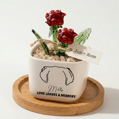 Personalized Dog Loss Gifts, "Love leaves a memory" Planter, Custom Design & Birth Month Flower