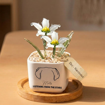 Personalized Dog Loss Gifts, "From The Stars" Planter, Custom Design & Birth Month Flower