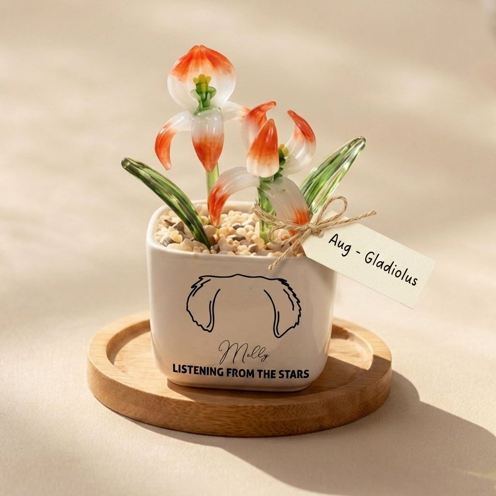 Personalized Dog Loss Gifts, "From The Stars" Planter, Custom Design & Birth Month Flower