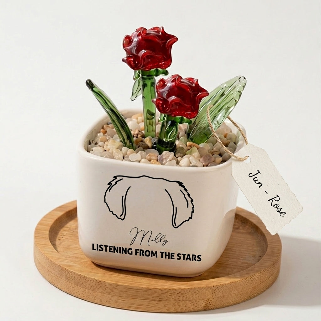 Personalized Dog Loss Gifts, "From The Stars" Planter, Custom Design & Birth Month Flower