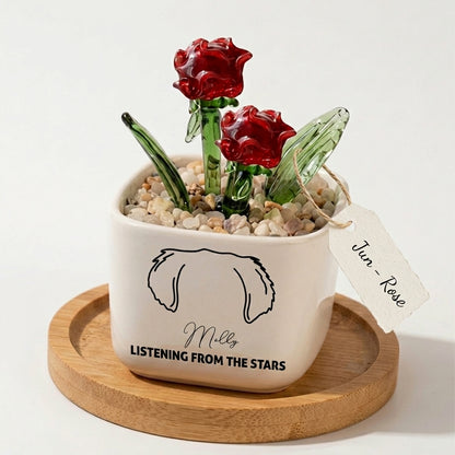 Personalized Dog Loss Gifts, "From The Stars" Planter, Custom Design & Birth Month Flower