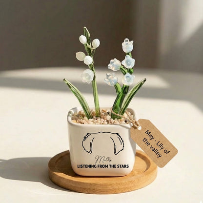Personalized Dog Loss Gifts, "From The Stars" Planter, Custom Design & Birth Month Flower