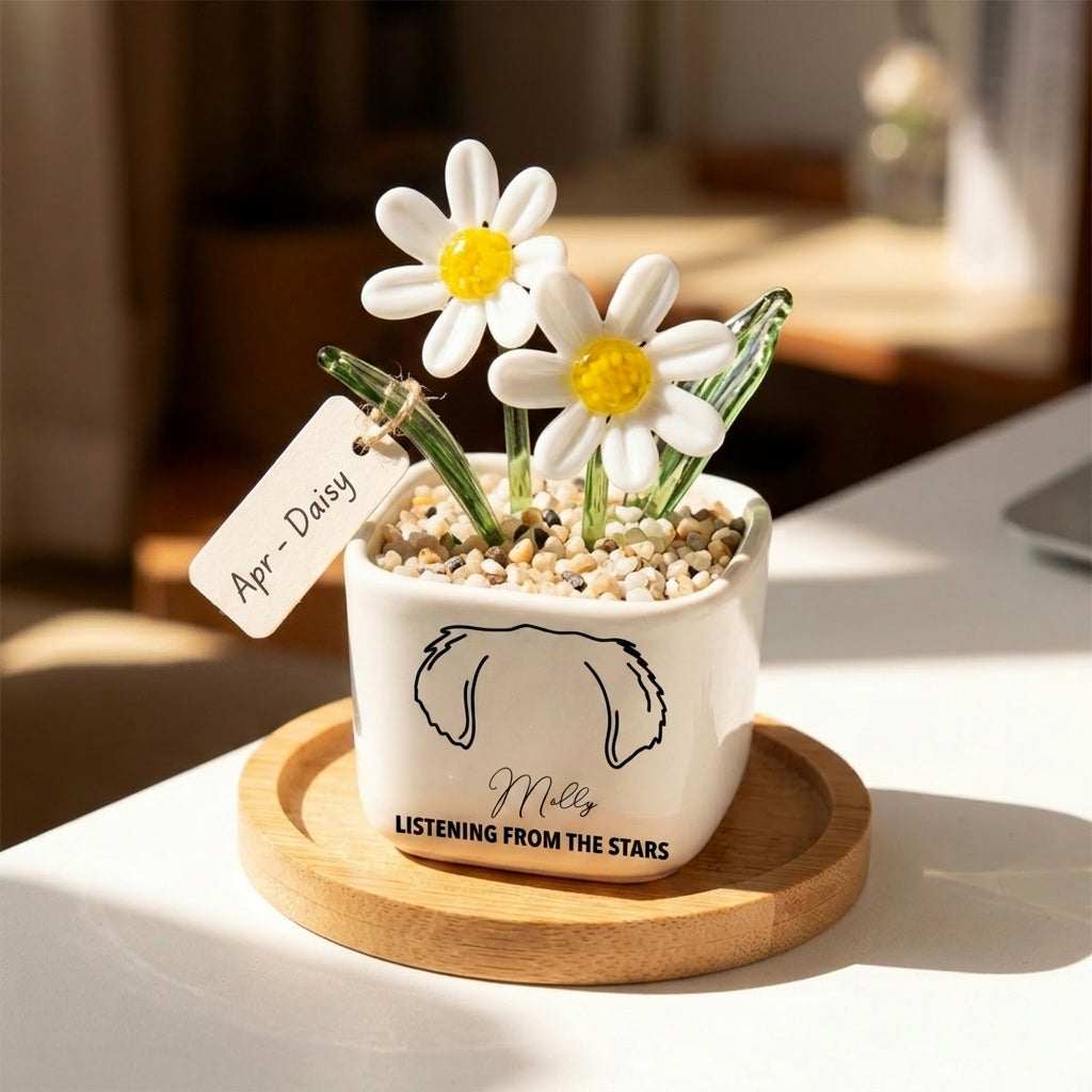 Personalized Dog Loss Gifts, "From The Stars" Planter, Custom Design & Birth Month Flower