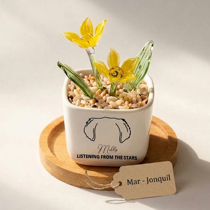 Personalized Dog Loss Gifts, "From The Stars" Planter, Custom Design & Birth Month Flower