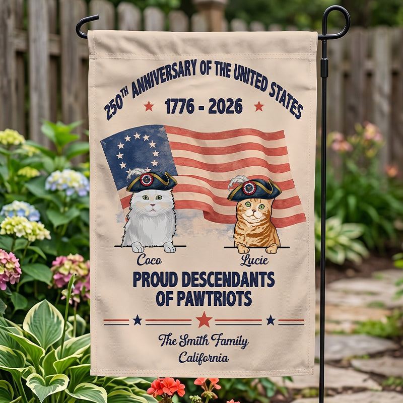 250th Anniversary USA Cat Flag Personalized, Custom Pawtriot Pet Garden Flag, Patriotic Flag, Personalized Garden Flags, Decoration For Cat Lovers