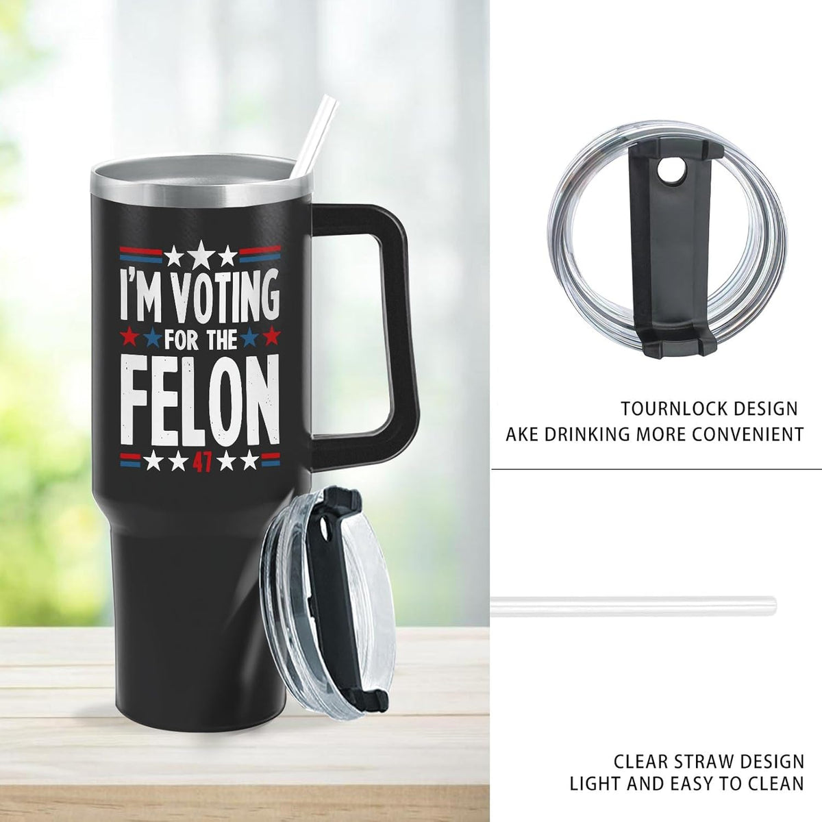 I'm Voting For The Felon Trump 2024 Tumbler, Gift For Trump Fans, Election 2024