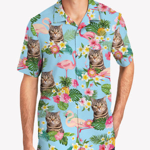Pet Face Flamingo Hawaiian Pattern, Personalized Hawaiian Shirt, Custom Photo