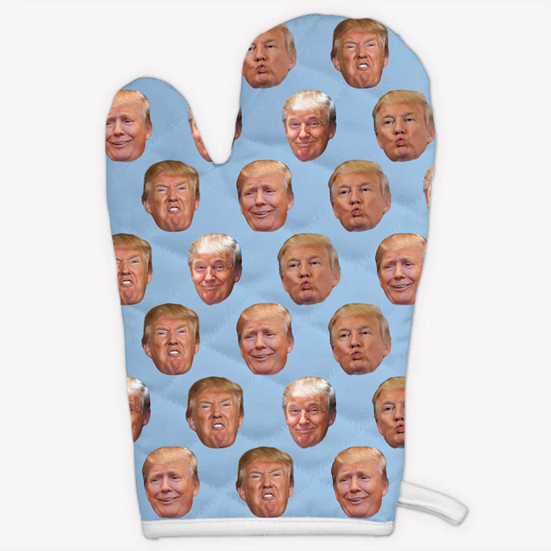 Custom Funny Trump Face Oven Mitts, Personalized Oven Mitt, Birthday Gift, Gift For Trump Supporters, Election 2024
