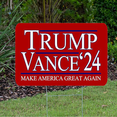 Cartello Elettorale Trump Vance 2024 Per Esterno, 30,5x43,2 Cm, Doppia Faccia, In Plastica Resistente, Con Pali, Rosso Bianco Blu