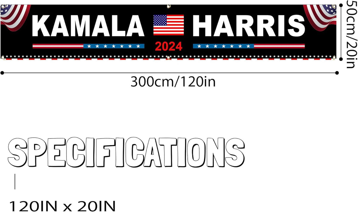 Kamala Harris for the People President Banner, Black Banner Gift For Kamala Harris Supporters, Election 2024