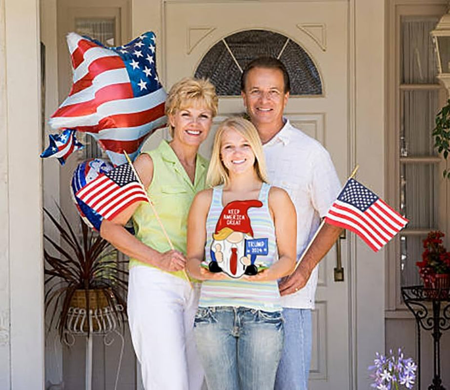 Idependence Day Gnome - Wooden Sign,4Th of July Front Door Sign Decorations, Patriotic Door Wreath Memorial Day Door Decor,Make America Great Red White Blue Welcome Sign for Front Door