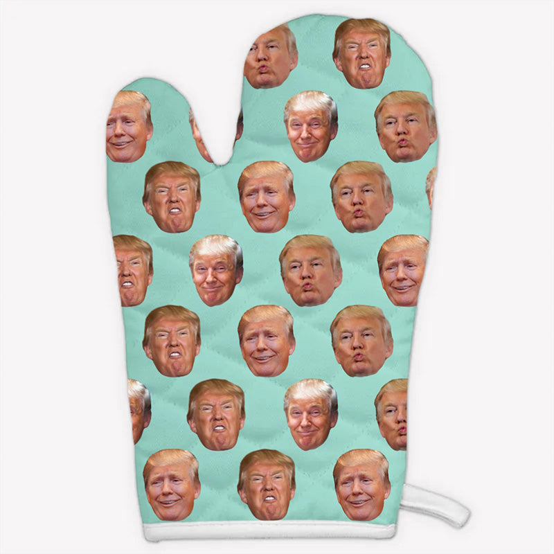Custom Funny Trump Face Oven Mitts, Personalized Oven Mitt, Birthday Gift, Gift For Trump Supporters, Election 2024