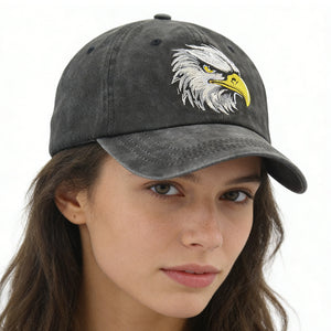 Embroidered Bald Eagle Head Hats, 4th July Washed Cap