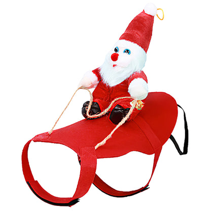 Pet Christmas Costumes Red Winter Coat For Dog Riding Santa Claus With Bell For Small & Medium Dogs/Cats