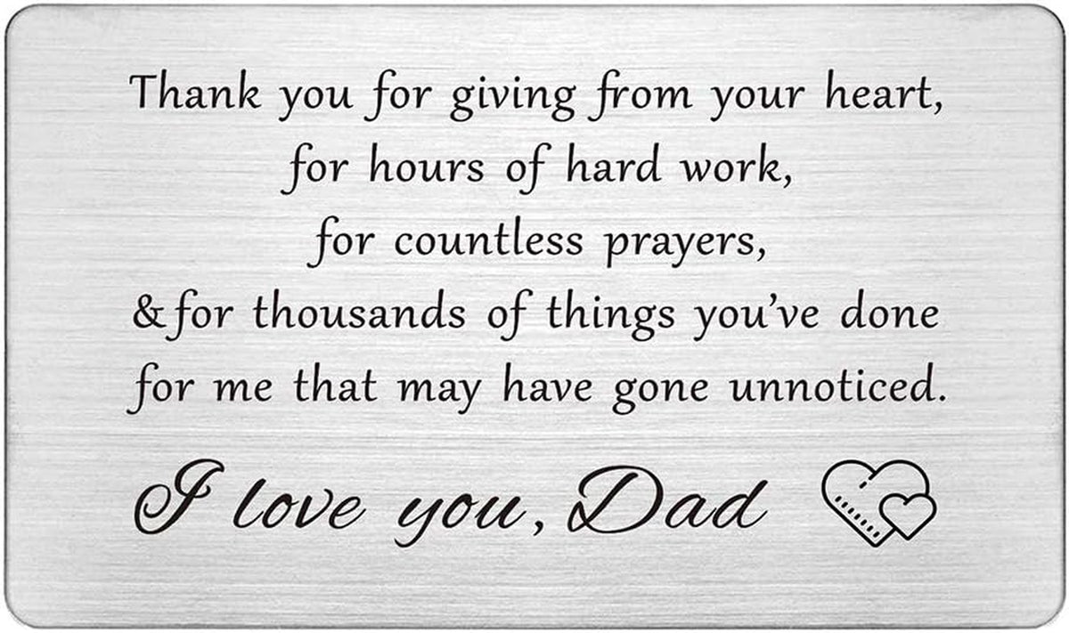 Dad Engraved Wallet Insert Card, Thank You Dad Gifts, I Love You Dad, Gifts For Father's Day, Gifts For Lovers