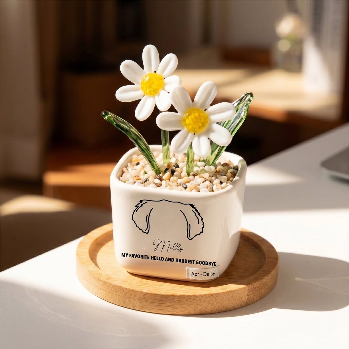 Personalized Dog Loss Gifts, "My Favorite Hello" Planter, Pet Memorial, Custom Design & Birth Month Flower