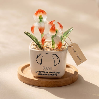 Personalized Dog Loss Gifts, "My Favorite Hello" Planter, Pet Memorial, Custom Design & Birth Month Flower