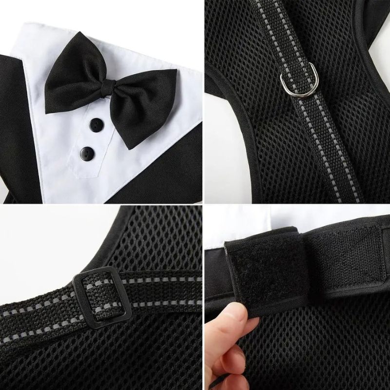 Dogs Tuxedo Wedding Party Suit Dog Formal Tuxedo with Bow Tie and Traction Rope Dog Outfit, Dog Tuxedo for Halloween