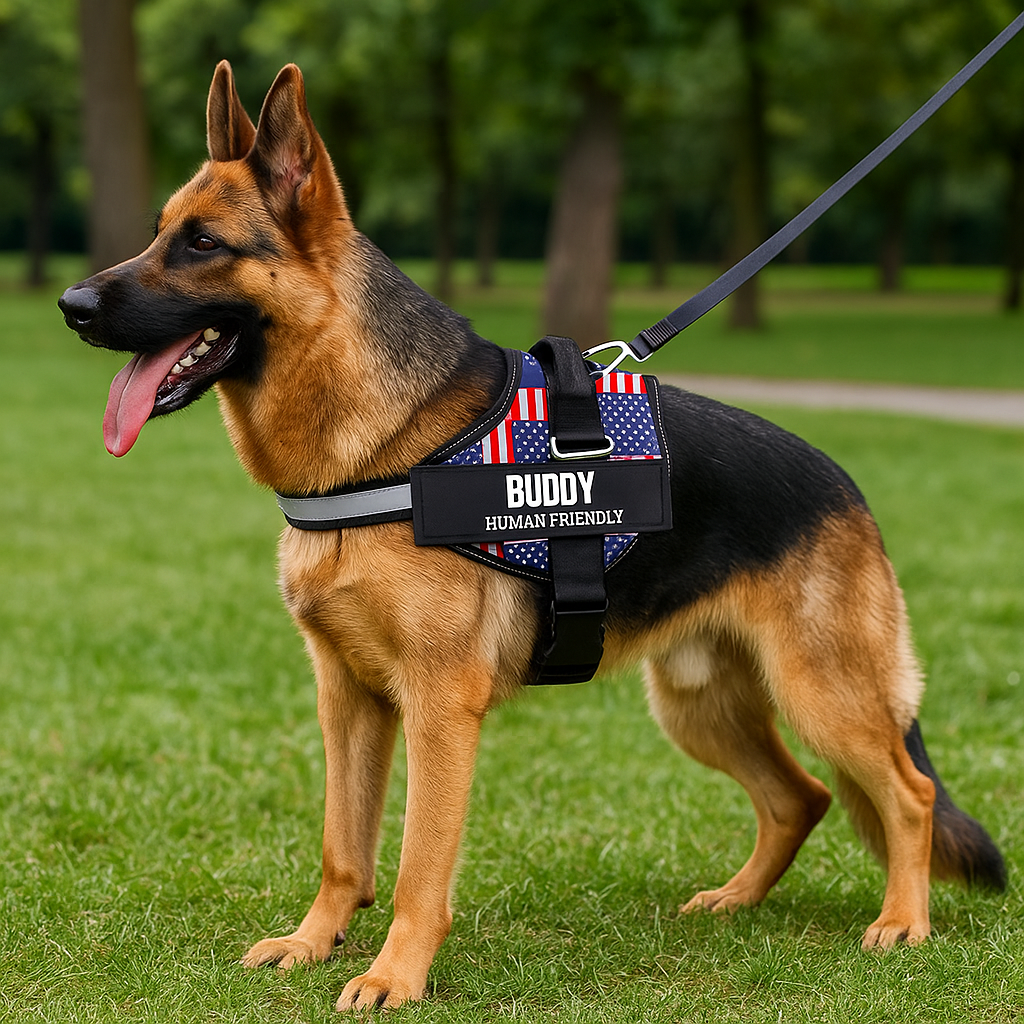 Personalized Reflective Dog Harness, Custom Name And Phone Number