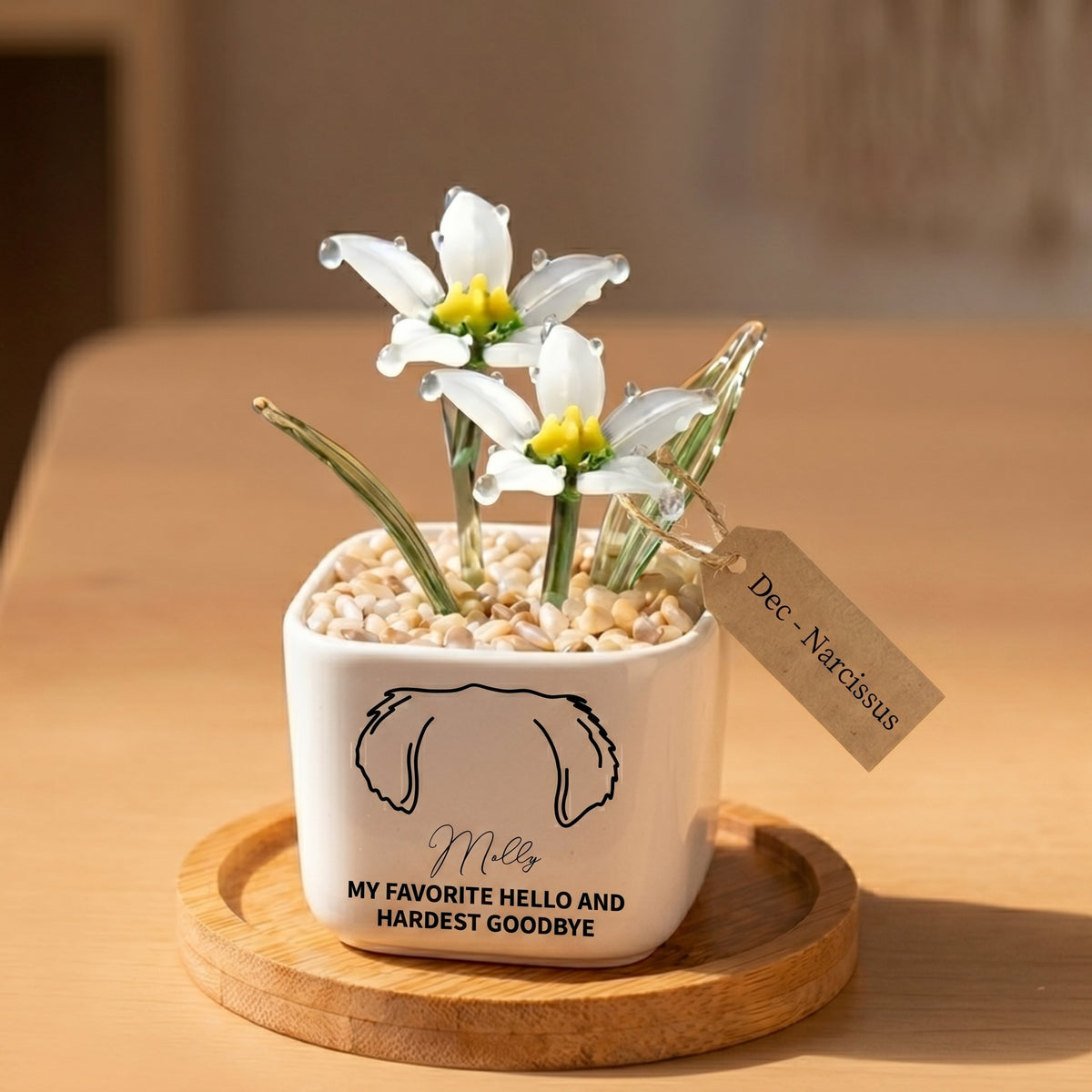 Personalized Dog Loss Gifts, "My Favorite Hello" Planter, Pet Memorial, Custom Design & Birth Month Flower