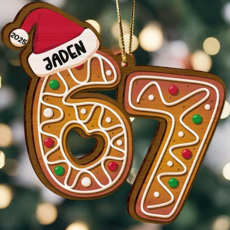 Personalized Six Seven Shaped Ornament, Teen Slang Ornament, Funny Teenager Ornament, Christmas Gift for Family and Friends