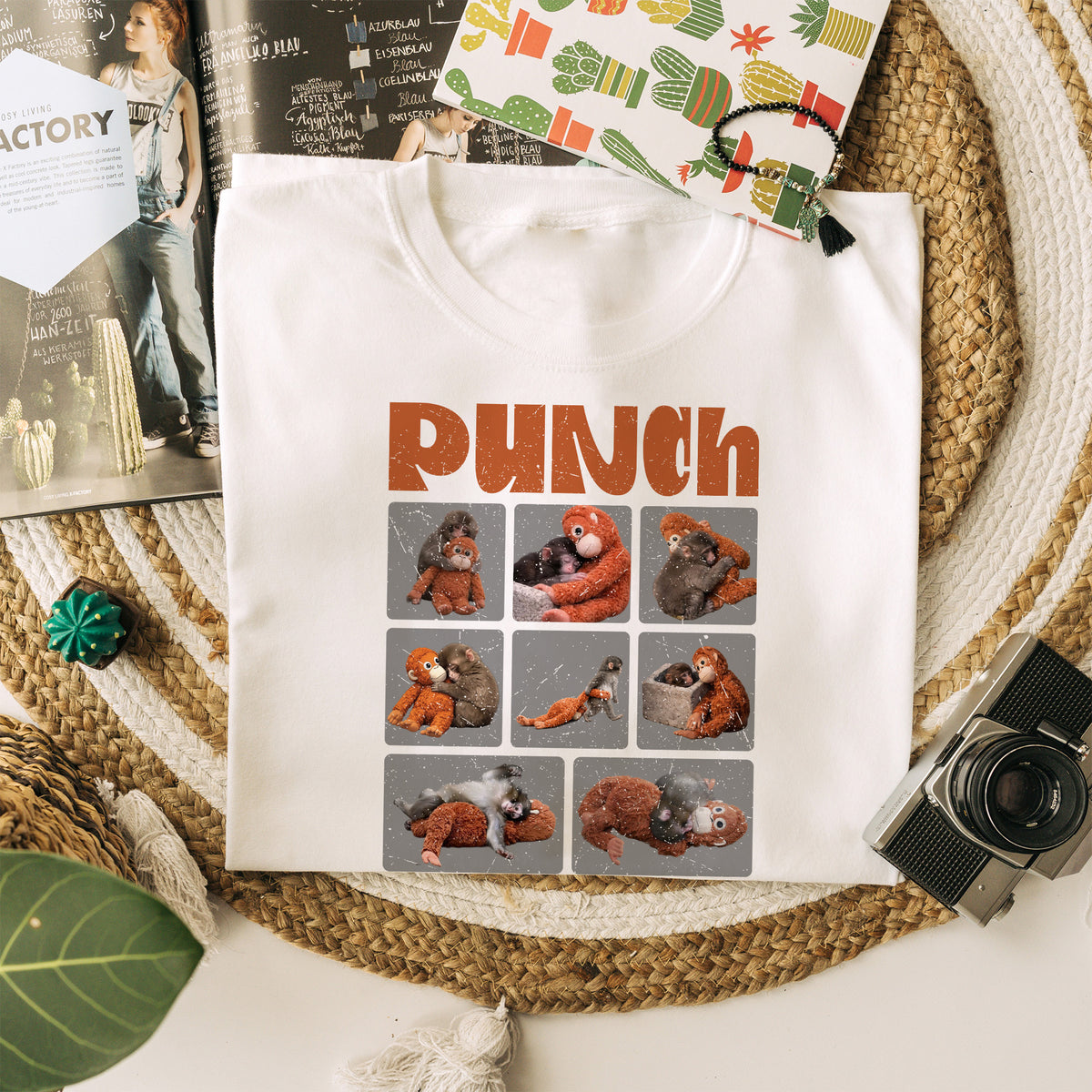 Frame Punch Monkey With Plush Shirt, Punch Monkey Sweatshirt