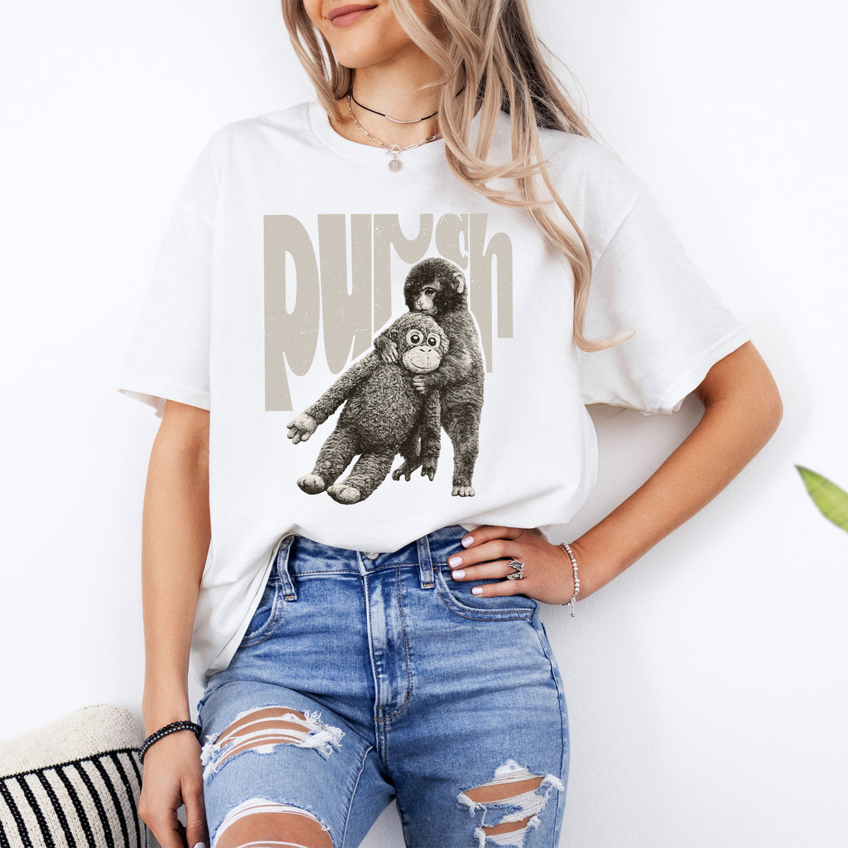 Vintage Punch Monkey With Plush Shirt, Punch Monkey Sweatshirt
