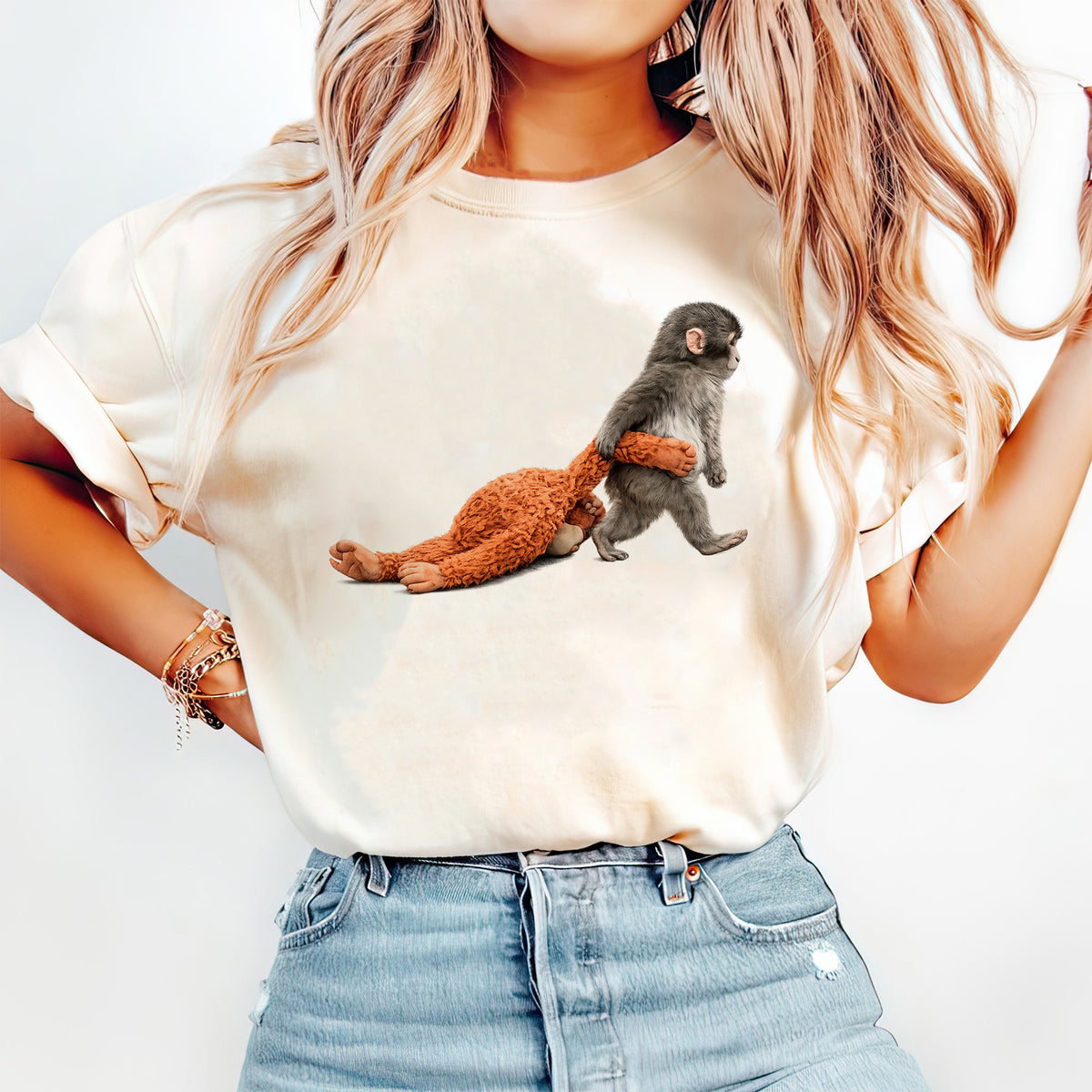 Lovely Punch Monkey With Plush Shirt, Punch Monkey Sweatshirt