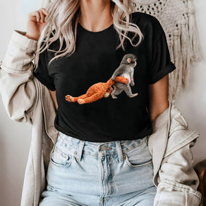 Lovely Punch Monkey With Plush Dark Shirt, Punch Monkey Sweatshirt