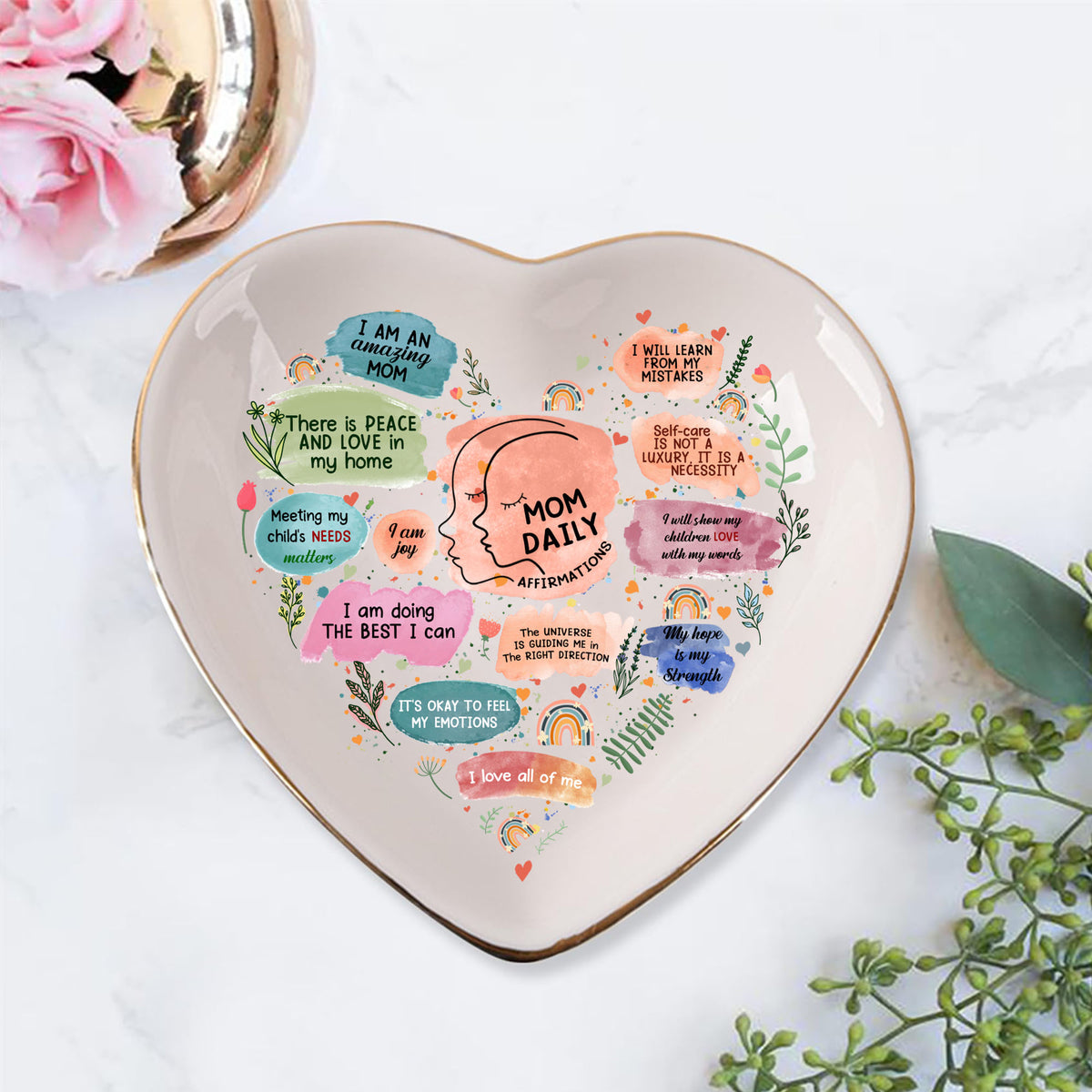 Personalized Mom Daily Affirmations Trinket Dish, Ceramic Jewelry Dish, Mother’s Day Gift for Mom