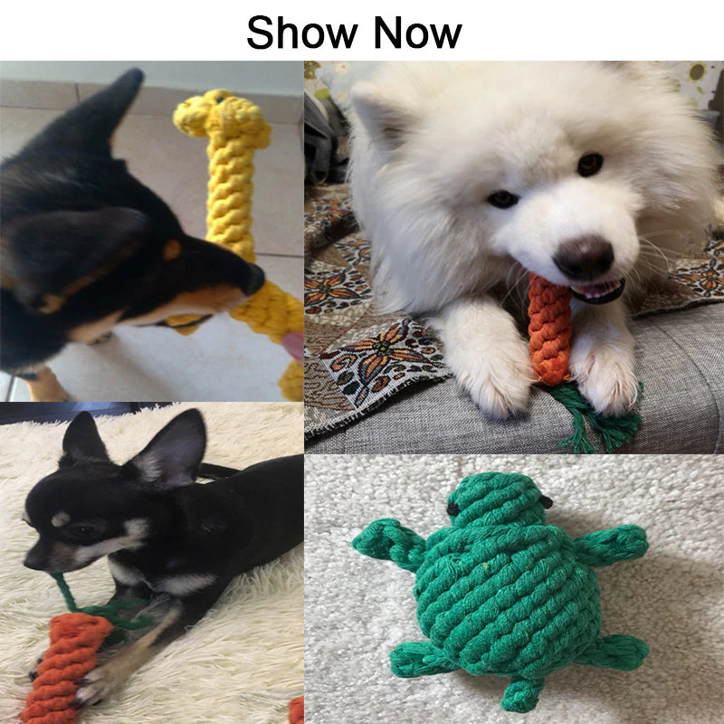 Cartoon Dog Chew Toys Cleaning Teeth Cotton Rope, Pet Accessories
