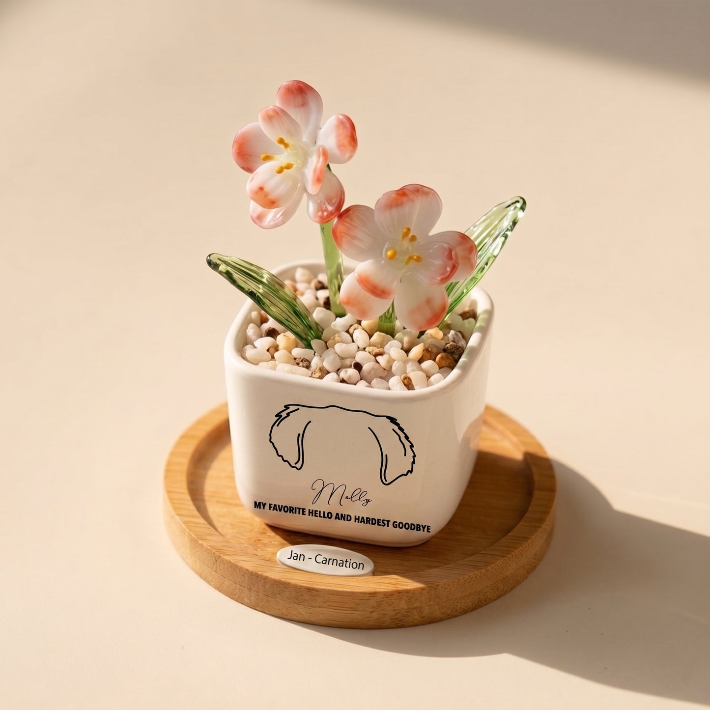 Personalized Dog Loss Gifts, "My Favorite Hello" Planter, Pet Memorial, Custom Design & Birth Month Flower