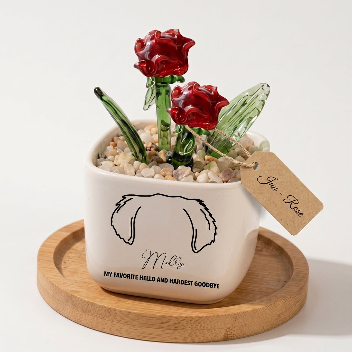 Personalized Dog Loss Gifts, "My Favorite Hello" Planter, Pet Memorial, Custom Design & Birth Month Flower