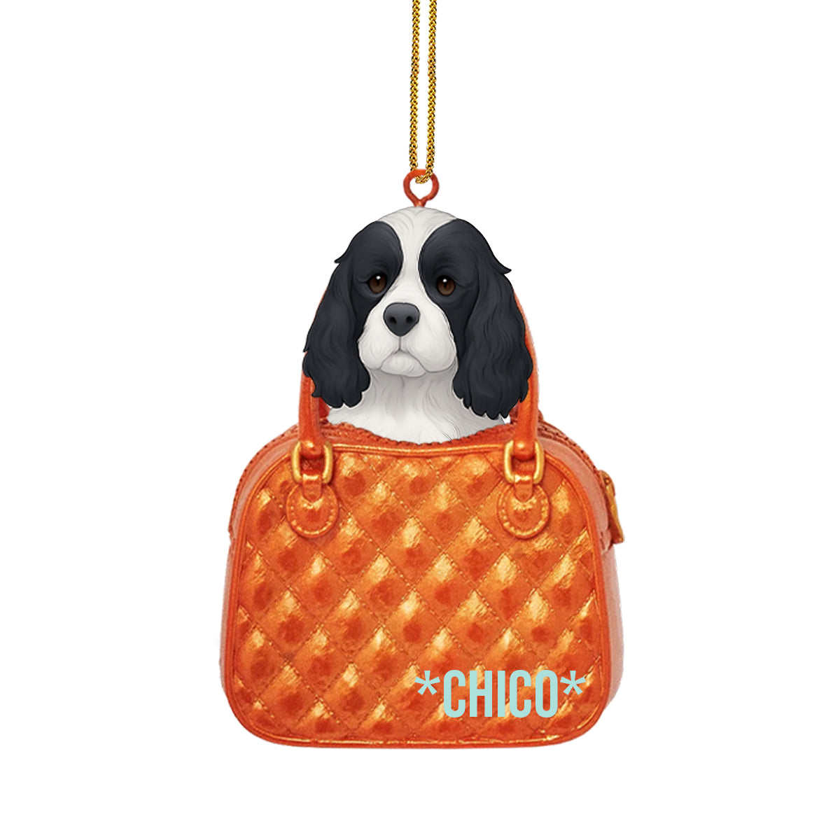 Dog Peeking Through A Tiny Purse Ornament, Personalized Shape Ornaments, Family Gifts, Christmas Ornament