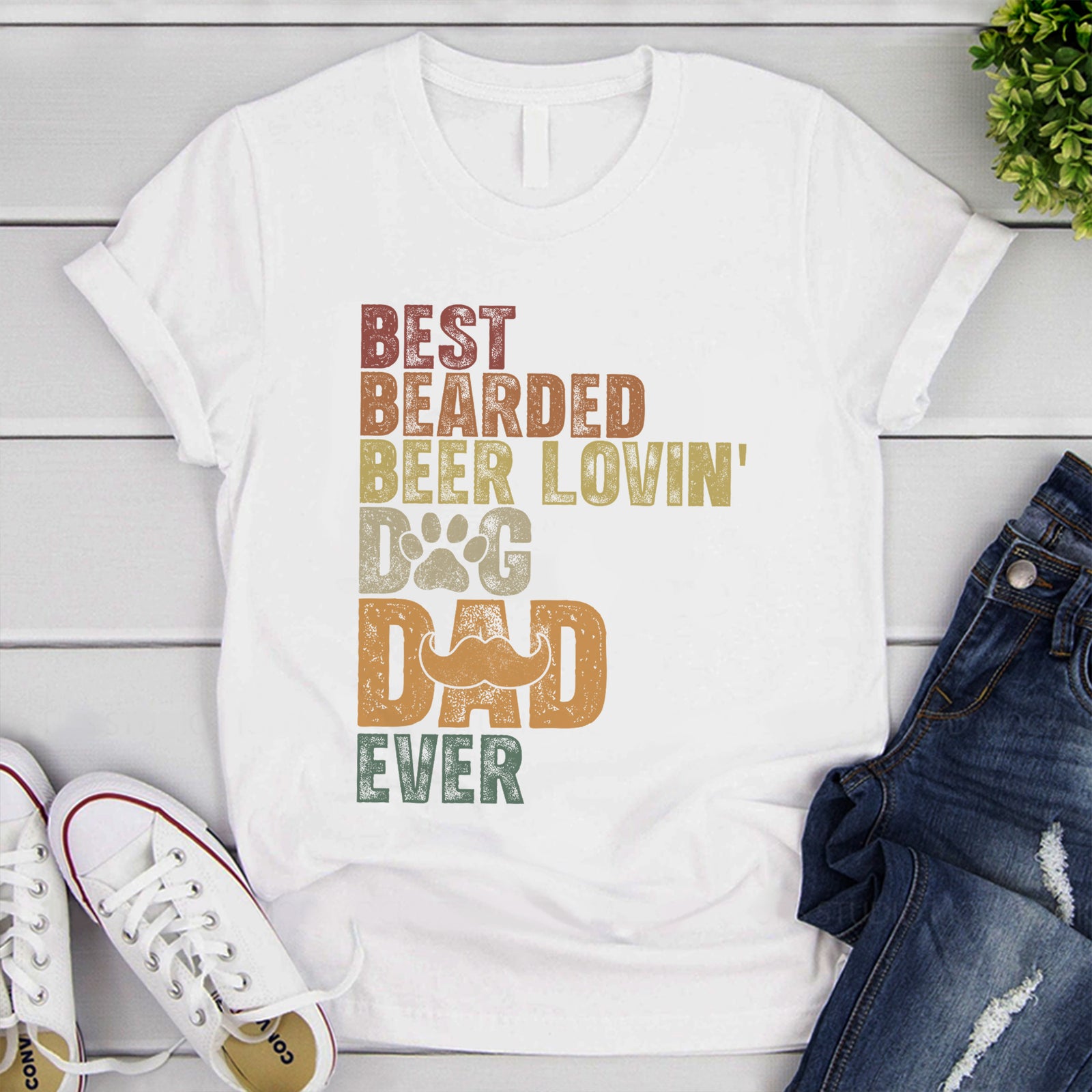 Best Bearded Beer Lovin' Dog Dad Ever Shirt, Dog Dad Light Shirt, Gift For Dog Dad, Custom Shirt For Dog Lovers, Personalized Gifts