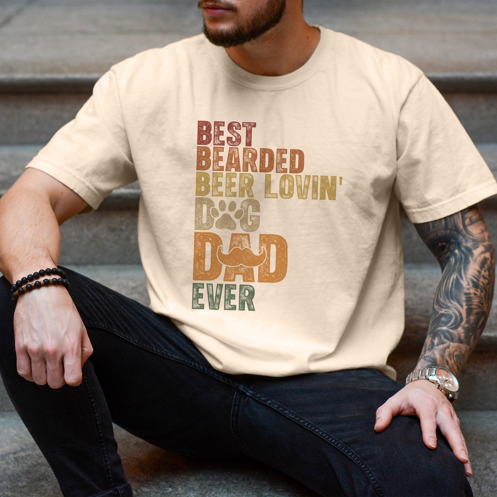 Best Bearded Beer Lovin' Dog Dad Ever Shirt, Dog Dad Light Shirt, Gift For Dog Dad, Custom Shirt For Dog Lovers, Personalized Gifts