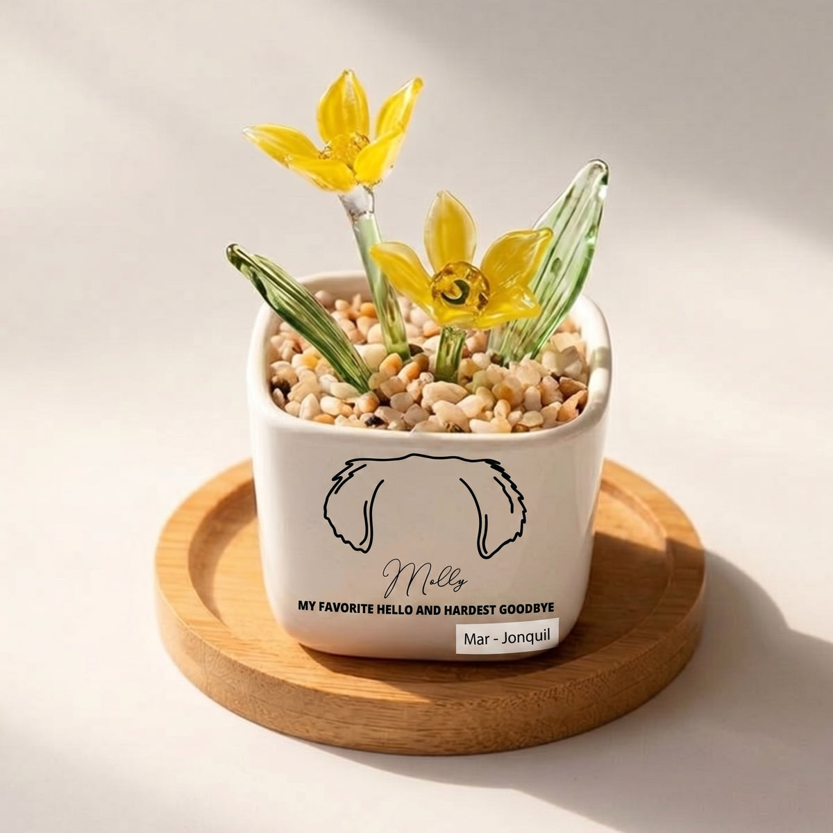 Personalized Dog Loss Gifts, "My Favorite Hello" Planter, Pet Memorial, Custom Design & Birth Month Flower