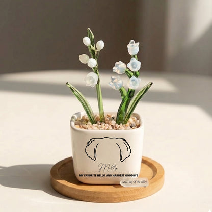 Personalized Dog Loss Gifts, "My Favorite Hello" Planter, Pet Memorial, Custom Design & Birth Month Flower