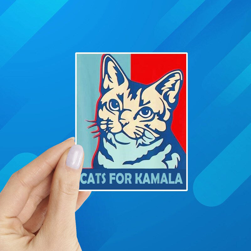 Cats for Kamala Harris Waterproof Laptop Water Bottle Vinyl Sticker